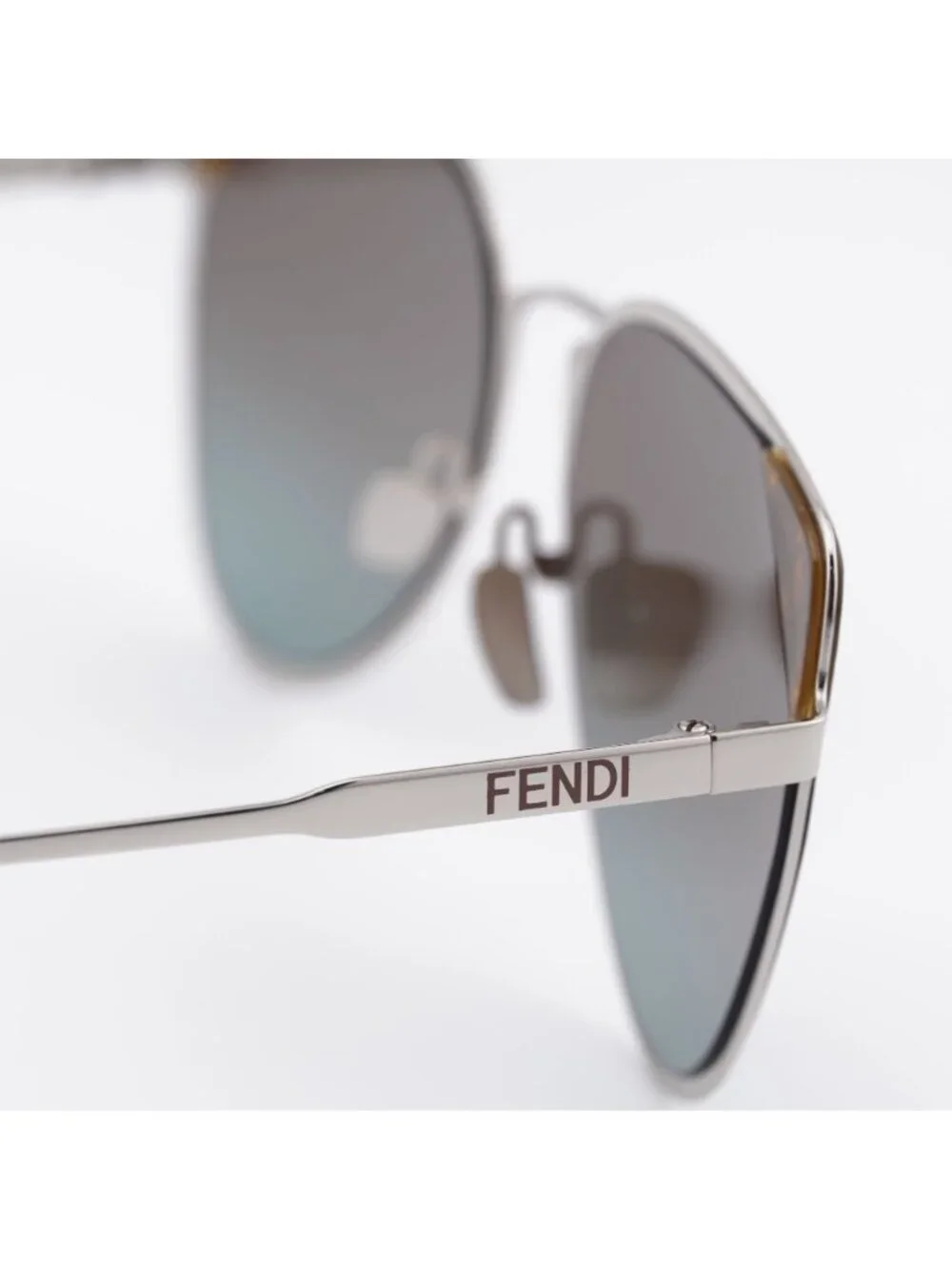 Fendi FE40189U 16F Sunglasses Palladium Aviator Frame, Brown Lenses
